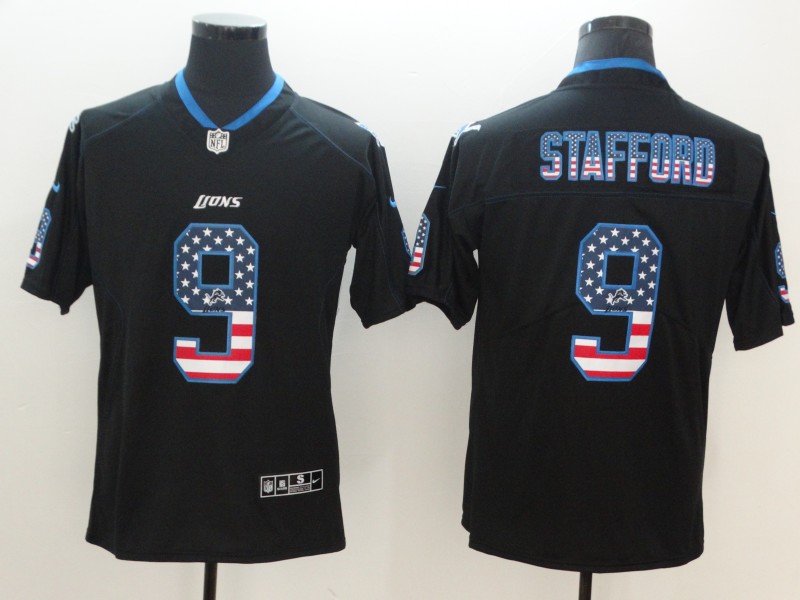 Men's Detroit Lions #9 Matthew Stafford Black 2018 USA Flag Color Rush Limited Fashion NFL Stitched Jersey