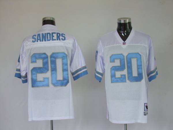 Mitchell & Ness Lions #20 Barry Sanders White Stitched Throwback NFL Jersey