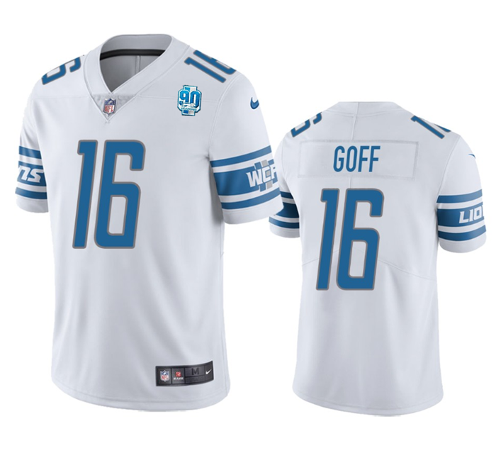 Men's Detroit Lions #16 Jared Goff White 2023 90th Anniversary Vapor Untouchable Limited Stitched Jersey