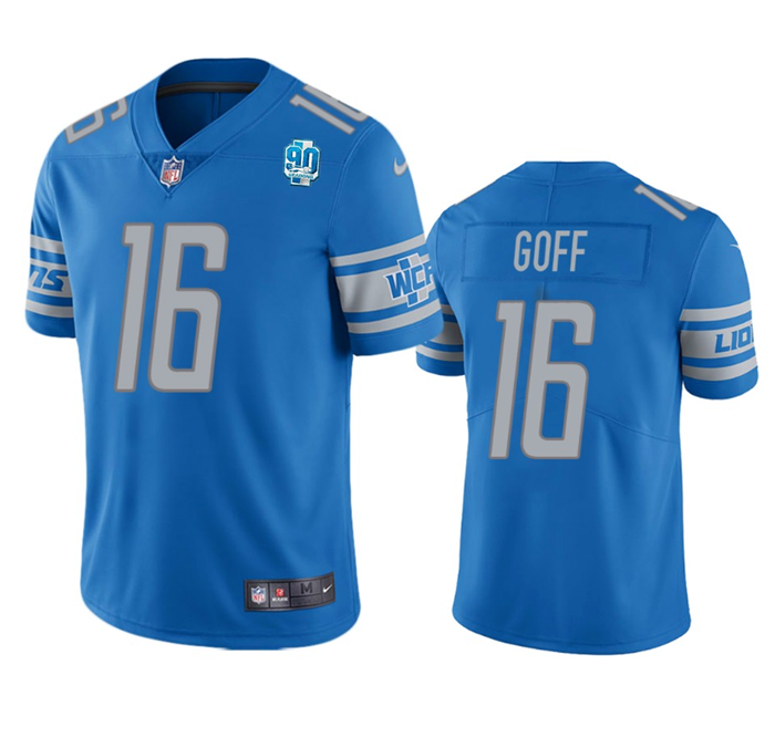 Men's Detroit Lions #16 Jared Goff Blue 2023 90th Anniversary Vapor Untouchable Limited Stitched Jersey